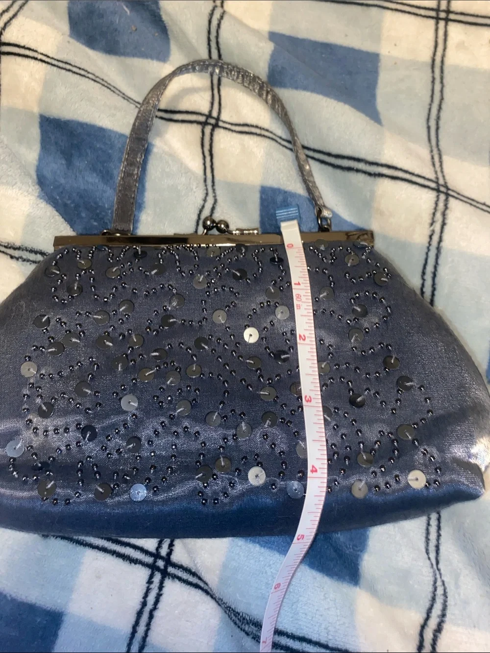 Loft by Ann Taylor Gray Sequin Beaded Clutch Wristlet